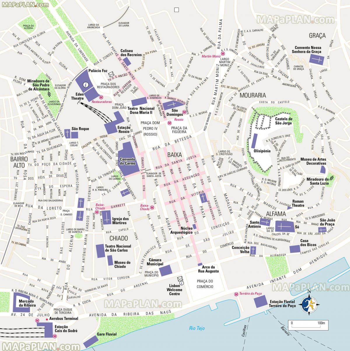Plan des excursions à pied de Lisbon
