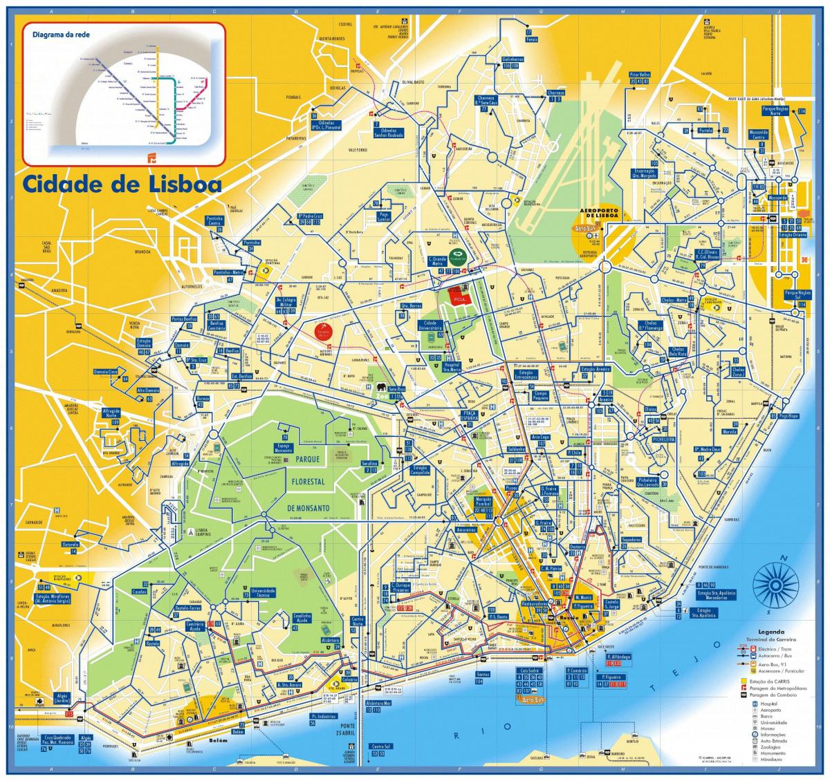 Plan des stations bus de Lisbon