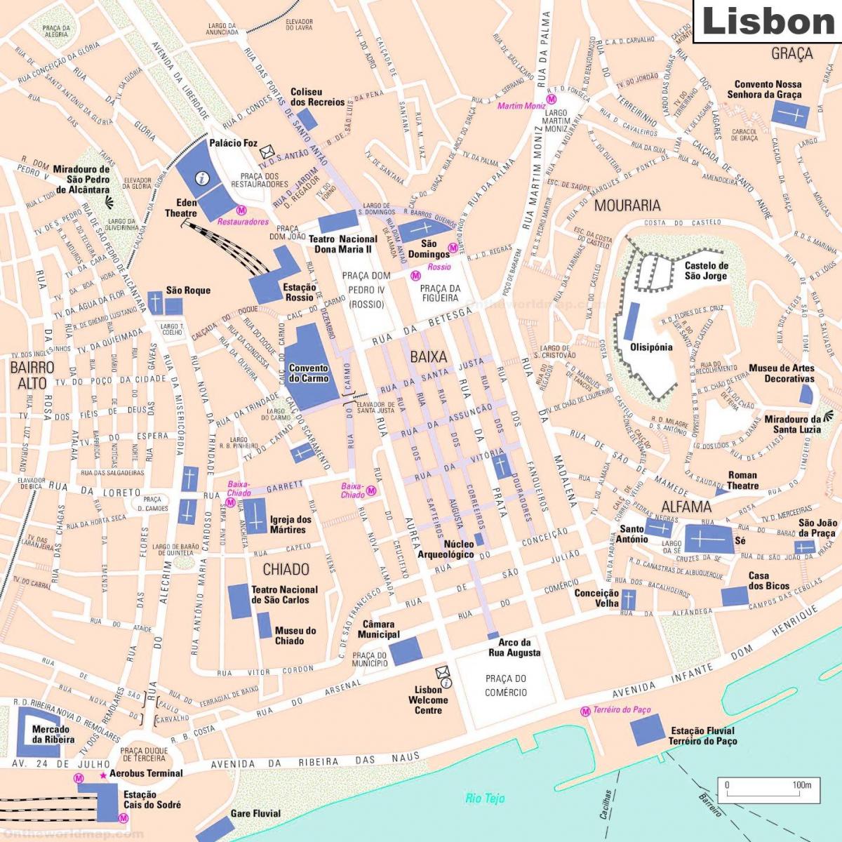 Plan du centre ville de Lisbon