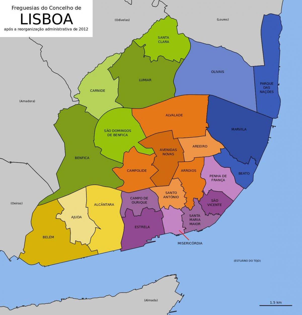 Plan des quartiers de Lisbon
