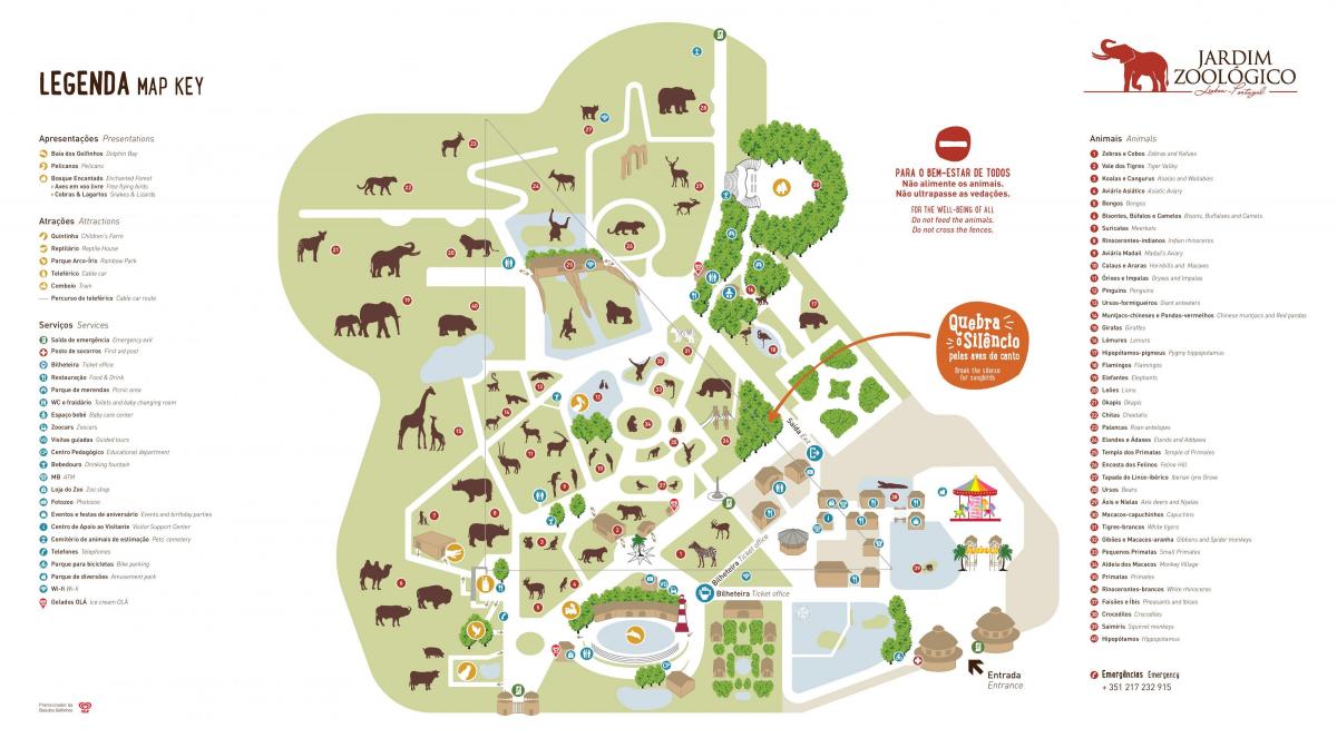 Plan du parc zoologique de Lisbon